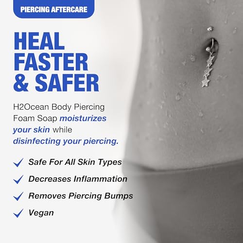H2Ocean Organic Sea Salt Piercing Aftercare Soap - Alcohol-Free & Unscented for Healing & Moisturizing - 1.7oz  
H2Ocean