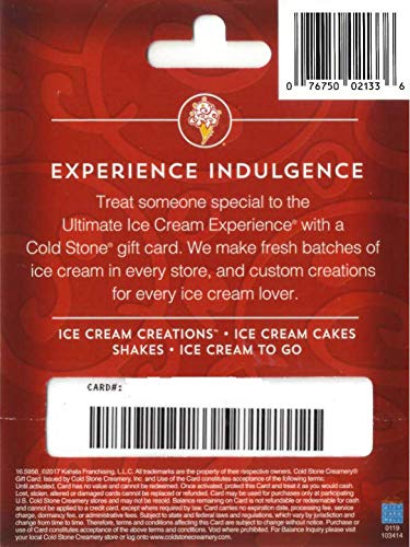 Cold Stone Creamery Gift Card for Food Lovers to Enjoy Ice Cream Treats